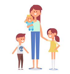 Mother with kids vector illustration.