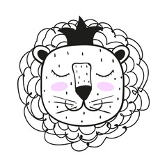 Cute. A lion. Scandinavian style. Bright. Children's. print. For the boy and the girl. For clothes, postcards. For your design.