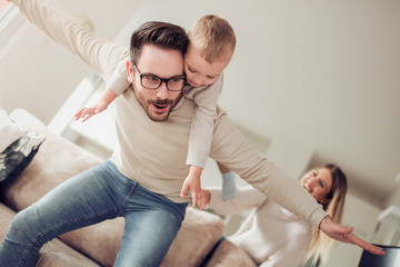 Family being playful at home