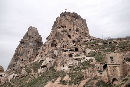 Uchisar castle in Cappadocia,Turkey