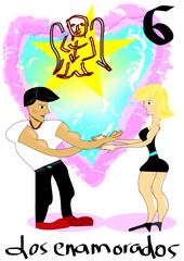 Carta del tarot que representa los enamorados.