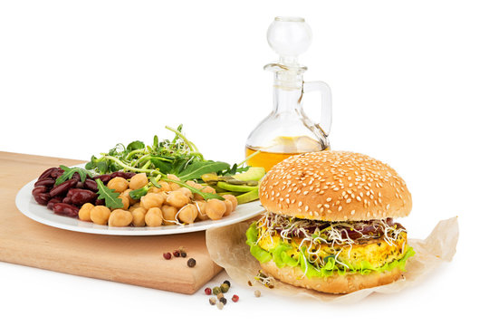 Vegetarian lunch on white background