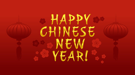 Happy Chinese New Year greeting card banner in vector