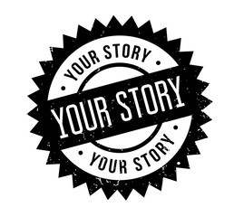 Your Story rubber stamp. Grunge design with dust scratches. Effects can be easily removed for a clean, crisp look. Color is easily changed.