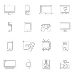 Lines icon set - digital devices