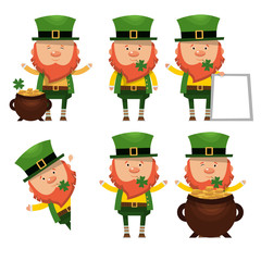 Set of Saints Patrick. National Irish hero. Vector illustration isolated on white background.