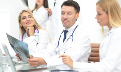 Fototapeta premium group of medical workers working together in hospital