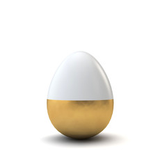 Gold and white pattern luxury easter egg. 3D Rendering