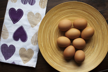 A gathering of organic eggs ready for the family
