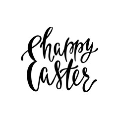 Happy Easter greeting card. Handwritten vector lettering text. Calligraphic phrase.