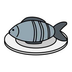 dish with fresh fish isolated icon vector illustration design