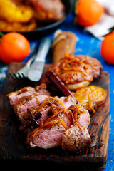 peking duck breast clementine spices.style rustic