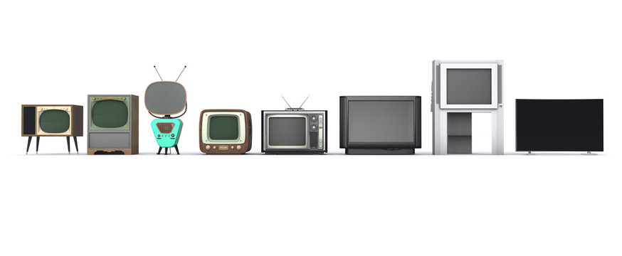3D Illustration of Television Evolution