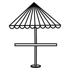 restaurant table with parasol vector illustration design