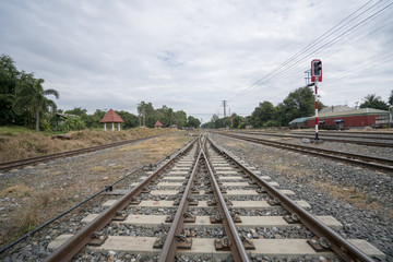 Rail way in perspective view.Journey concept.