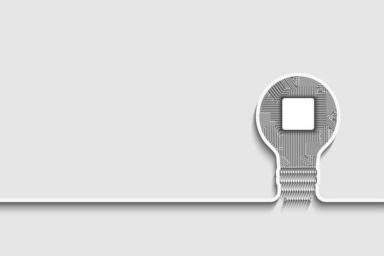 Light bulb idea icon with circuit board inside