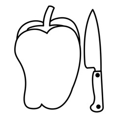 pepper vegetable with knife vector illustration design
