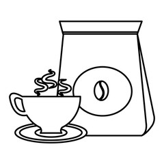coffee bag with cup vector illustration design