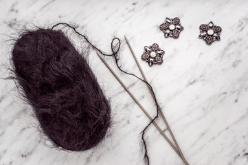 flat lay yarn. concept knitting
