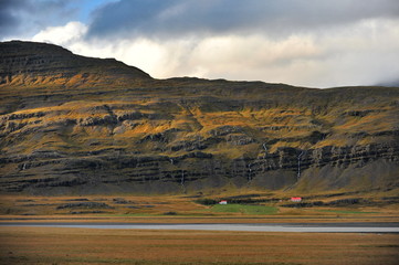Beautiful Icelandic landscape at sunset of the day