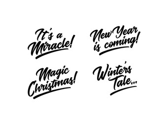 Christmas and New year logo collection with holiday lettering. Vector illustration.