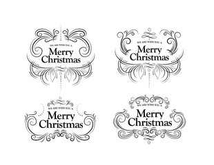 Christmas vintage style logo collection. Vector illustration.