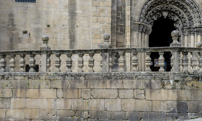 Church in the Orense region, exterior of gothic cathedral in Spain.