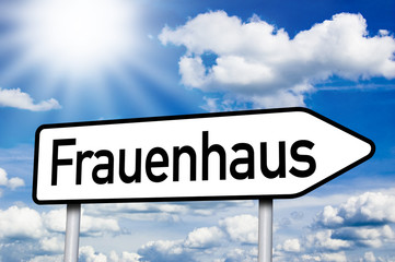 Obraz premium Schild Wegweiser mit Frauenhaus