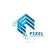 arrow construction geometric pixel logo