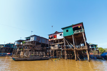 Fototapeta na wymiar houses at Kampong Phluk in dry season