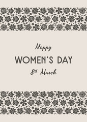 Women's Day - concept of a card with hand drawn flowers. Vector.