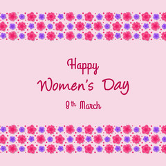 Concept of a card with colurful flowers for Women's Day. Vector.