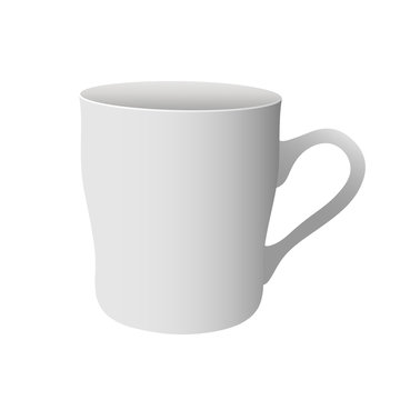 White vector mug on white background. Mockup for product presentation