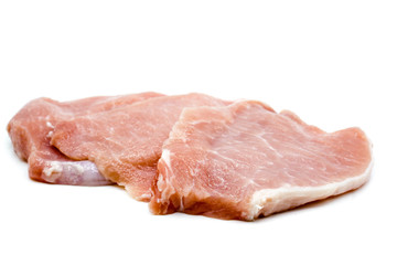 Schnitzel Schweineschnitzel Minutensteak Minutenschnitzel paniert isoliert freigestellt auf weißen Hintergrund, Freisteller