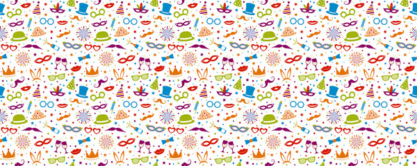 Party - seamless texture with colourful icons. Vector.