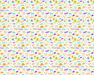 Party - seamless texture with colourful icons. Vector.