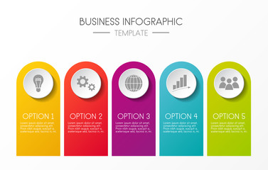 Template of infographic with 5 steps. Vector.