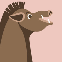 boar wild head face vector illustration flat
