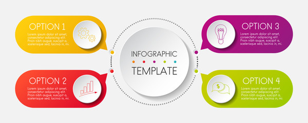 Template of infographic with 4 steps. Vector.