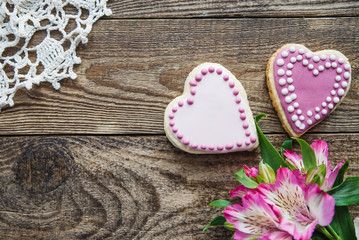 pink Valentine's heart shaped cookies