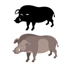 boar wild  vector illustration flat style  silhouette
