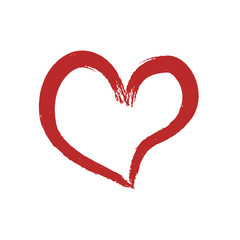 Red heart drawn by paint imitation on a white background