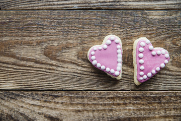 pink Valentine's heart shaped cookies