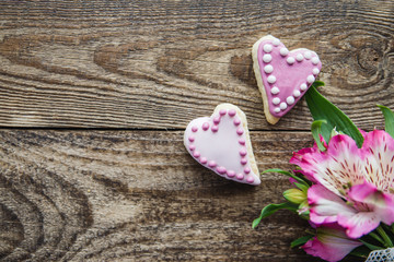 pink Valentine's heart shaped cookies