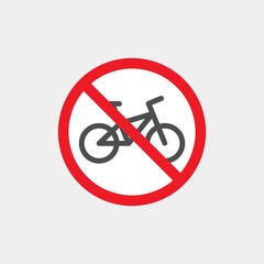 Prohibiting vector sign. Prohibiting flat vector icon. With a bicycle is prohibited sign. No bicycle