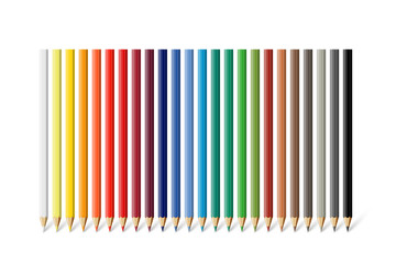 Color pencil set. Vector different color pencils isolated on white background.