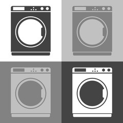 Vector icon set   of a washing machine  on white-grey-black color. Home Appliances