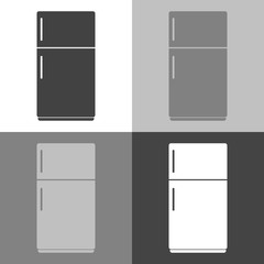 Vector icon set refrigerator on white-grey-black color. Home Appliances