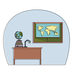 geography class room scene icon vector illustration design