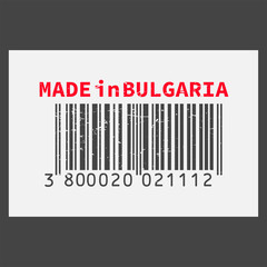 Vector realistic barcode  Made in Bulgaria on dark background.
